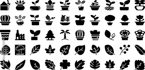 Plant Icon Set Isolated Silhouette Solid Icons With Line  Icon  Symbol  Vector  Nature  Plant  Leaf Infographic Simple Vector Illustration