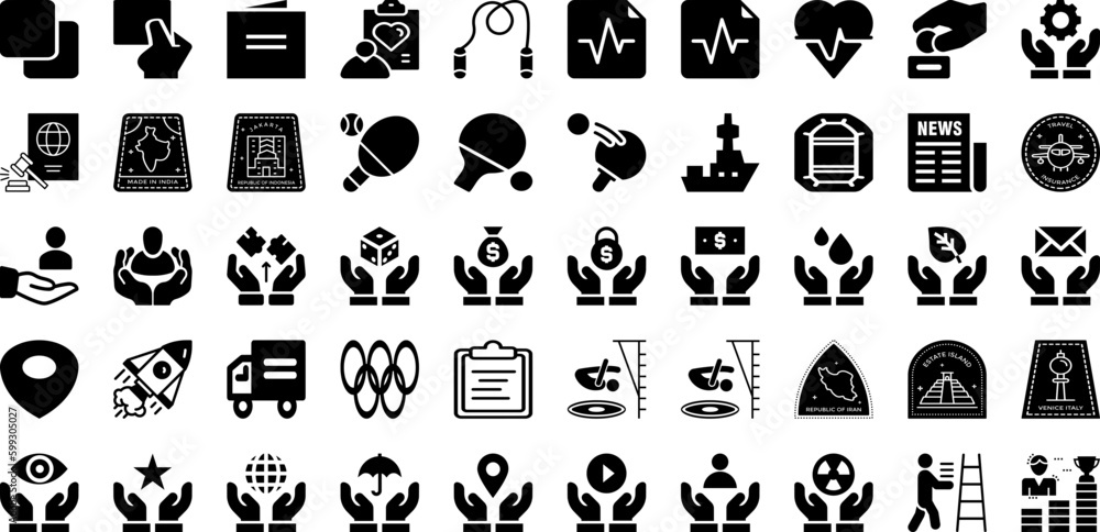 Port Icon Set Isolated Silhouette Solid Icons With Set, Vector, Cargo, Port, Ship, Line, Icon Infographic Simple Vector Illustration