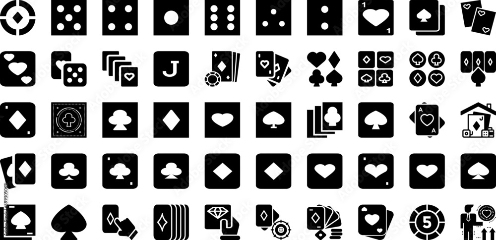 Poker Icon Set Isolated Silhouette Solid Icons With Casino, Poker, Icon, Vegas, Play, Game, Vector Infographic Simple Vector Illustration