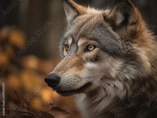 Captivating Gray Wolf in Nature  AI Generated
