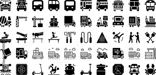 Port Icon Set Isolated Silhouette Solid Icons With Set  Ship  Vector  Port  Icon  Line  Cargo Infographic Simple Vector Illustration