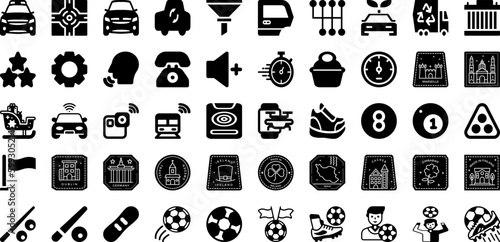 Port Icon Set Isolated Silhouette Solid Icons With Set  Icon  Port  Ship  Vector  Line  Cargo Infographic Simple Vector Illustration