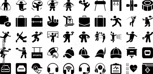 Port Icon Set Isolated Silhouette Solid Icons With Cargo, Icon, Set, Port, Vector, Ship, Line Infographic Simple Vector Illustration