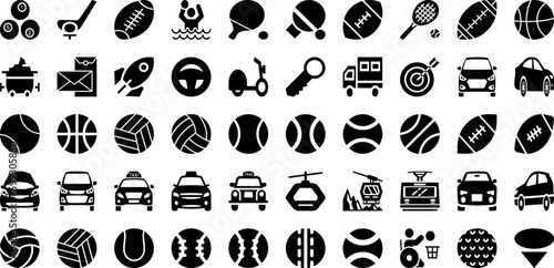 Port Icon Set Isolated Silhouette Solid Icons With Line, Set, Icon, Ship, Cargo, Port, Vector Infographic Simple Vector Illustration