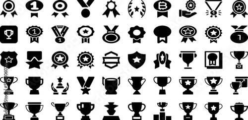 Prize Icon Set Isolated Silhouette Solid Icons With Prize, Winner, Sign, Icon, Symbol, Win, Vector Infographic Simple Vector Illustration