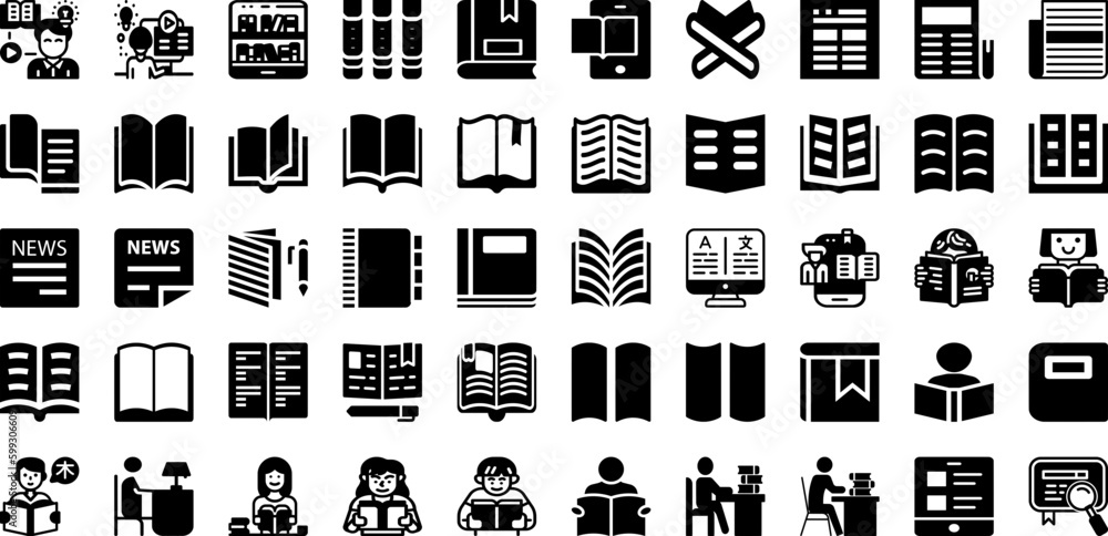 Read Icon Set Isolated Silhouette Solid Icons With Illustration, Education, Design, Book, Symbol, Vector, Icon Infographic Simple Vector Illustration Read Icon Set Isolated Silhouette Solid Icons With Illustration, Education, Design, Book, Symbol, Vector, Icon Infographic Simple Vector Illustration
