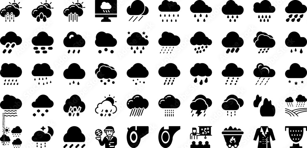 Rain Icon Set Isolated Silhouette Solid Icons With Vector, Weather, Cloud, Icon, Rain, Sky, Forecast Infographic Simple Vector Illustration Rain Icon Set Isolated Silhouette Solid Icons With Vector, Weather, Cloud, Icon, Rain, Sky, Forecast Infographic Simple Vector Illustration