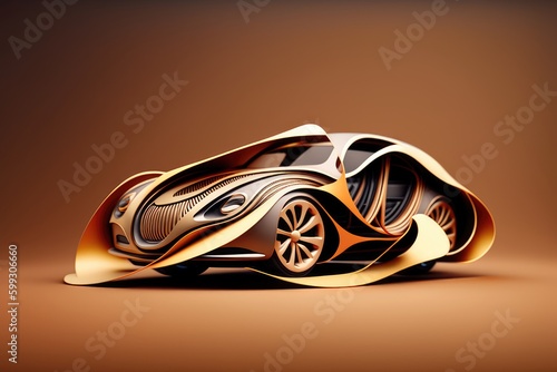 Sport car on a brown background in studio