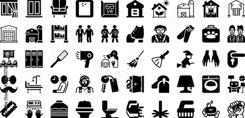 Room Icon Set Isolated Silhouette Solid Icons With Icon, Vector, Design, Office, Symbol, Sign, Room Infographic Simple Vector Illustration