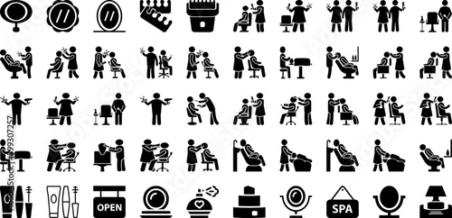 Salon Icon Set Isolated Silhouette Solid Icons With Salon, Set, Icon, Beauty, Hair, Care, Vector Infographic Simple Vector Illustration