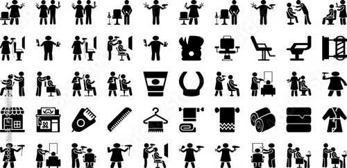 Salon Icon Set Isolated Silhouette Solid Icons With Salon, Icon, Care, Vector, Hair, Set, Beauty Infographic Simple Vector Illustration