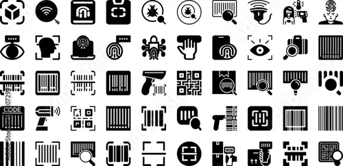 Scan Icon Set Isolated Silhouette Solid Icons With Vector, Scan, Digital, Icon, Technology, Phone, Symbol Infographic Simple Vector Illustration