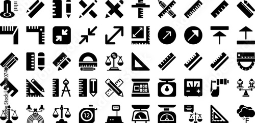 Scale Icon Set Isolated Silhouette Solid Icons With Sign, Balance, Icon, Scale, Vector, Symbol, Weight Infographic Simple Vector Illustration