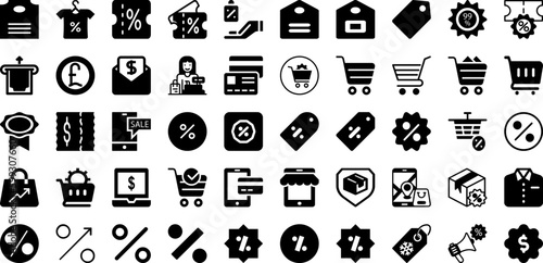 Shop Icon Set Isolated Silhouette Solid Icons With Icon, Market, Business, Symbol, Store, Vector, Shop Infographic Simple Vector Illustration