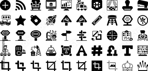 Sign Icon Set Isolated Silhouette Solid Icons With Illustration, Vector, Sign, Icon, Set, Business, Symbol Infographic Simple Vector Illustration