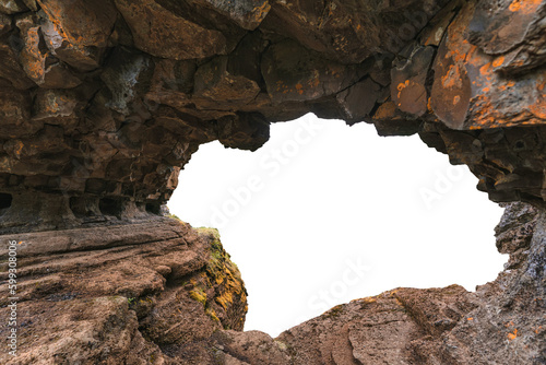 Foto Arch tunnel entrance natural rock cave on background