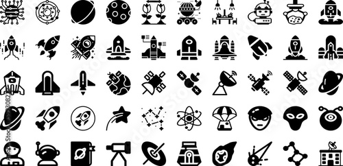 Space Icon Set Isolated Silhouette Solid Icons With Icon  Space  Illustration  Outline  Line  Set  Vector Infographic Simple Vector Illustration