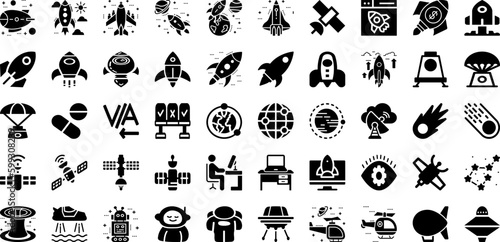 Space Icon Set Isolated Silhouette Solid Icons With Set  Outline  Line  Vector  Space  Icon  Illustration Infographic Simple Vector Illustration