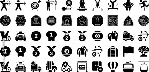 Sport Icon Set Isolated Silhouette Solid Icons With Vector, Football, Set, Tennis, Icon, Sport, Symbol Infographic Simple Vector Illustration