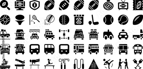 Sport Icon Set Isolated Silhouette Solid Icons With Symbol, Tennis, Sport, Icon, Vector, Football, Set Infographic Simple Vector Illustration