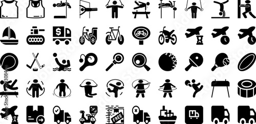 Sport Icon Set Isolated Silhouette Solid Icons With Icon, Set, Football, Sport, Tennis, Vector, Symbol Infographic Simple Vector Illustration