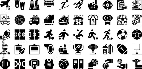 Sport Icon Set Isolated Silhouette Solid Icons With Football, Sport, Tennis, Set, Vector, Icon, Symbol Infographic Simple Vector Illustration