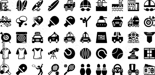 Sport Icon Set Isolated Silhouette Solid Icons With Icon, Vector, Football, Symbol, Sport, Tennis, Set Infographic Simple Vector Illustration