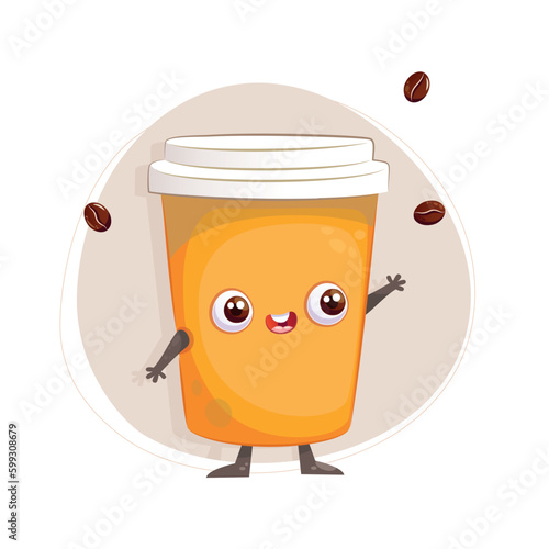 Cup of coffee with arabica beans