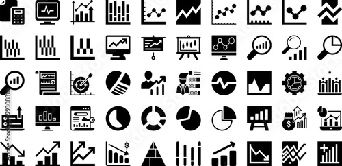 Stats Icon Set Isolated Silhouette Solid Icons With Line, Set, Business, Stats, Vector, Icon, Symbol Infographic Simple Vector Illustration