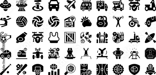 Sport Icon Set Isolated Silhouette Solid Icons With Symbol, Football, Vector, Sport, Icon, Tennis, Set Infographic Simple Vector Illustration