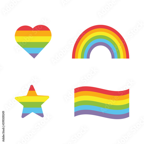 Obraz na płótnie Vector rainbow set. Gay pride icon. Rainbow flag star heart. Gay icons template. Vector rainbow gay pride design elements w salonie