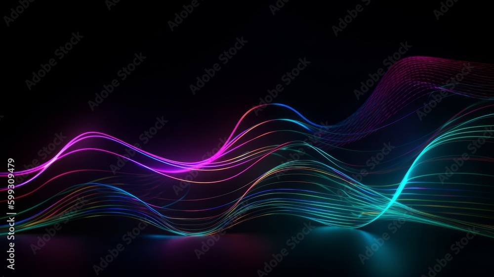 Fototapeta premium Background with curved abstract neon lines. AI generated