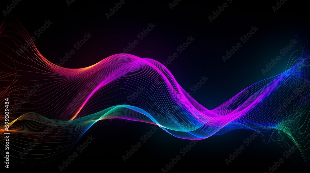 Background with curved abstract neon lines. AI generated Background with curved abstract neon lines. AI generated