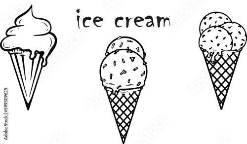 ice cream set lineart