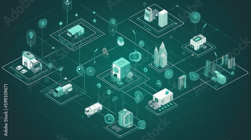 A graphical representation of a connected network. AI generated