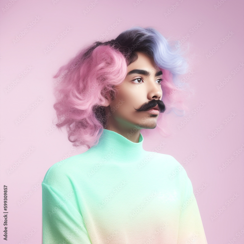 Generative ai portrait beautiful asiatic man fashionable posing indoors Generative ai portrait beautiful asiatic man fashionable posing indoors
