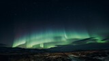 Tranquil nighttime photography of the northern light. AI generated.
