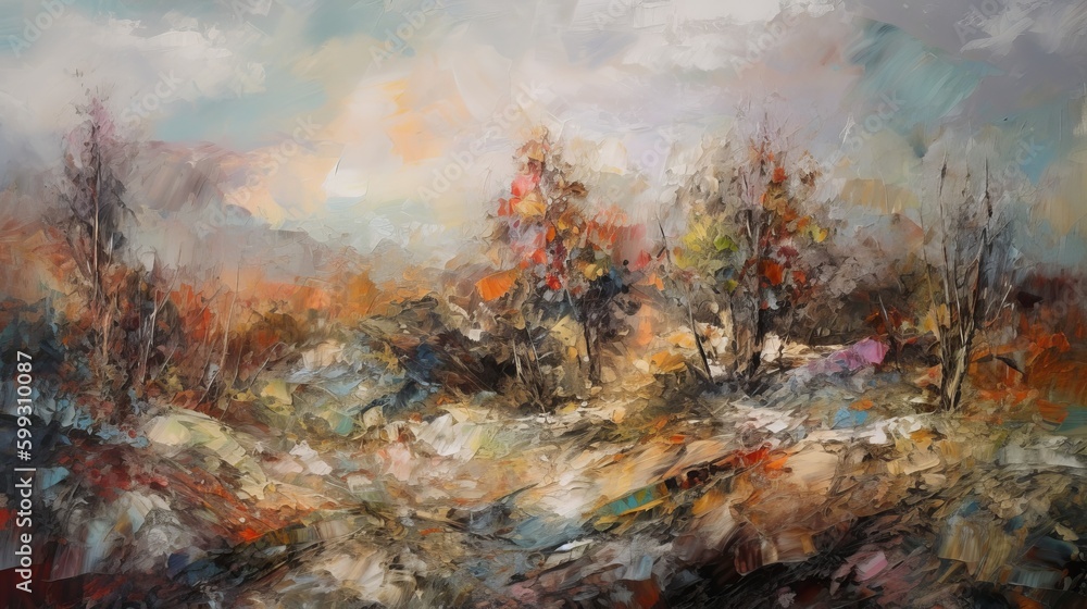Abstract impressionism. Landscape. Modern painting. AI generated Abstract impressionism. Landscape. Modern painting. AI generated