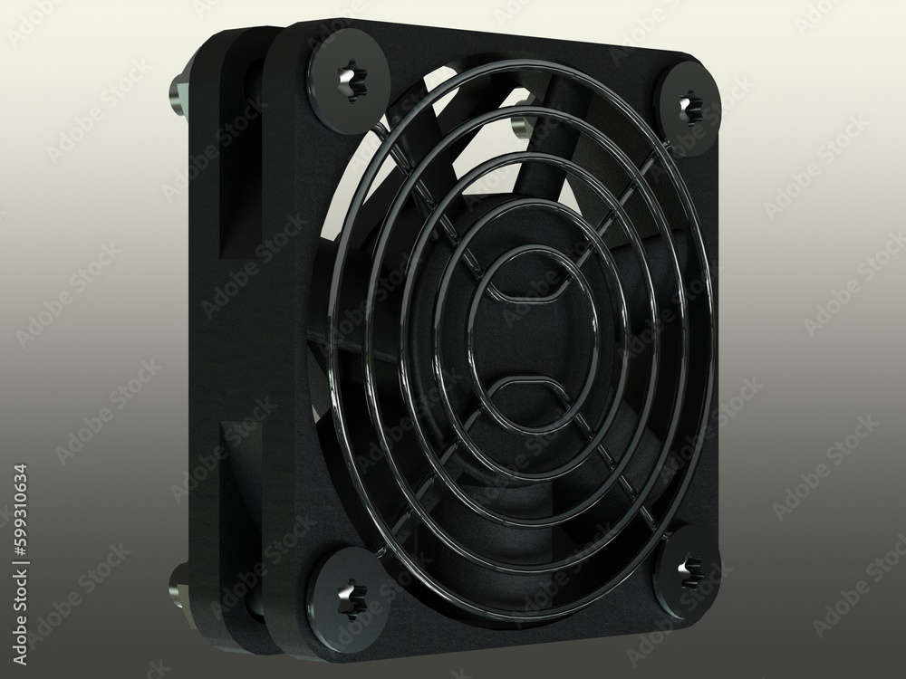 4010 Cooling Fan 12VDC with Grill 3D model