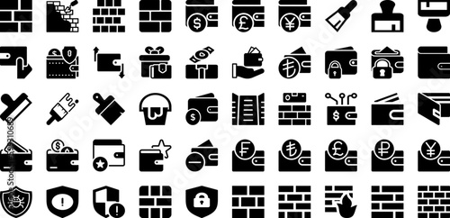 Wall Icon Set Isolated Silhouette Solid Icons With Wall, Icon, Illustration, Design, Isolated, Sign, Vector Infographic Simple Vector Illustration