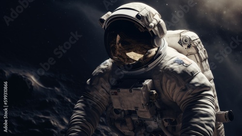 Astronaut floating in the limitless. In space. AI generated