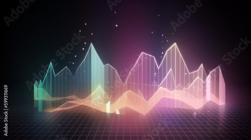 Business economic charts with light effects in pastel colors. AI generated