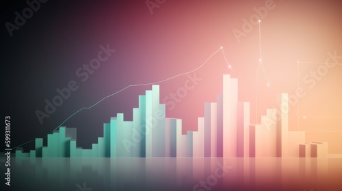Business economic charts with light effects in pastel colors. AI generated © vadymstock