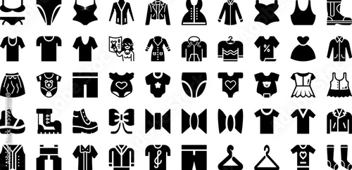 Cloth Icon Set Isolated Silhouette Solid Icons With Sign, Icon, Clothes, Line, Vector, Clothing, Set Infographic Simple Vector Illustration