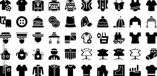 Cloth Icon Set Isolated Silhouette Solid Icons With Icon, Sign, Clothing, Set, Clothes, Line, Vector Infographic Simple Vector Illustration