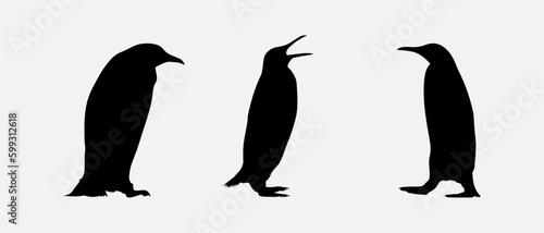 isolated black silhouette of a penguin   vector collection