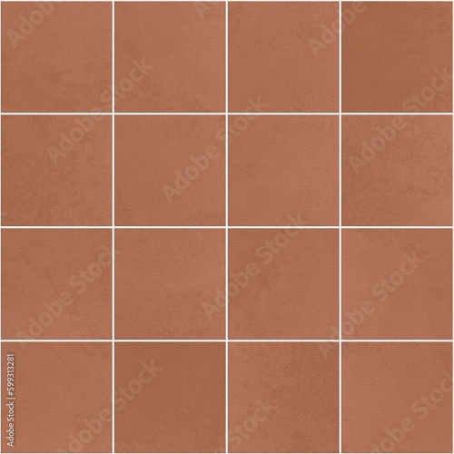 Terracotta tiles seamless pattern background, brick red color