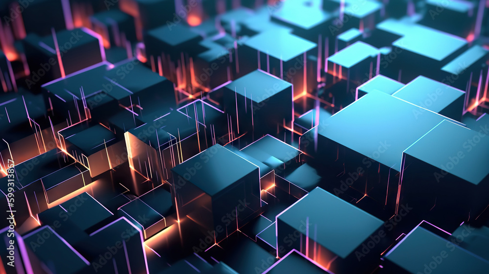 Modern digital abstract 3D background. Can be used in the description of technological processes, science, education. Copy space. Based on Generative AI Modern digital abstract 3D background. Can be used in the description of technological processes, science, education. Copy space. Based on Generative AI