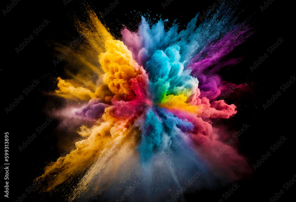 Color powder explosion. Generative ai.