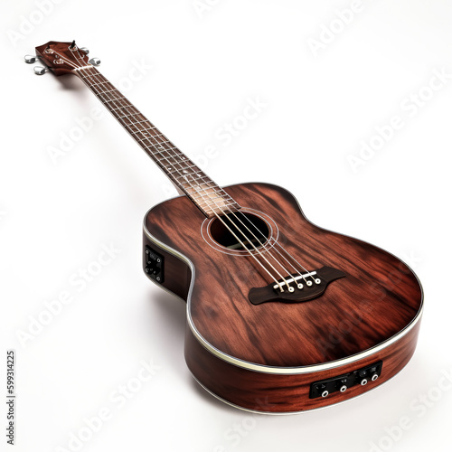 acoustic guitar isolated on white - generative ai